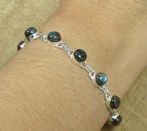 Bracelet en argent sterling labradorite, réglable, fait à la main, bijoux en pierres précieuses, pierre naturelle, bracelet en argent, cadeau - Product Image 6