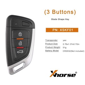مفتاح ذكي Xhorse XSKF01EN على شكل سكين بثلاثة أزرار مع شفرة داخلية باللغة الإنجليزية، يعمل مع VVDI Pad Plus / VVDI <span class=keywords><strong>Key</strong></span> Tool Max - Product Image 2