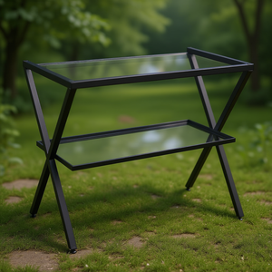 Mobili da Bagno - Koricini 100cm, Mobiletto in Metallo Nero Opaco con Ripiano in Vetro - Product Image 3