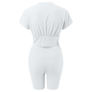 Hawk Eye Sport's Cotton Ribbed High-Waist Fitness Bra Legging Yoga Set Patrón sólido con cierre de cintura elástica PayPal verificado - Product Image 4