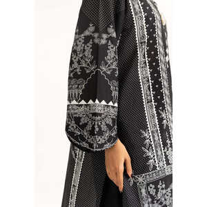 IUSTKSD-874 Traje de Verano Bohemio Estampado de 3 Piezas con Cuello Mandarín, Mangas Tres Cuartos y Tela de Chifón Transpirable - Product Image 2