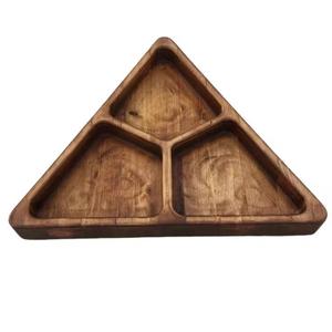 Piezas separadas de madera en forma de triángulo, plato redondo de Acacia para fruta seca, bandeja para servir fiestas, rejillas divididas de madera, plato de fruta - Product Image 1