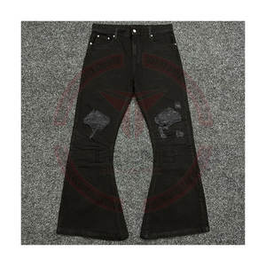 Jeans de Mezclilla para Hombre, Estilo Vintage, Lavado Desgastado, Rectos y Acampanados, Transpirables, de Algodón, para Invierno, Personalizados por el Fabricante - Product Image 1