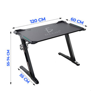 Scrivania da Gaming RGB con Luci LED in Fibra di Carbonio e Metallo per Giocatori - Product Image 2