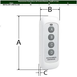 รีโมทคอนโทรลไฟ WiFi, MXTUL-001, 1 ชิ้น, 4 ปุ่ม, ใช้ได้กับ TUA, TUF, TUD, TUG, TUM และ TUK, แรงดันไฟฟ้า DC12V, RF43 - Product Image 4