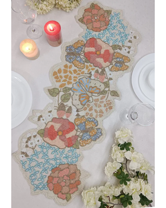 Corredor de cuentas moderno, diseño personalizado, camino de mesa con cuentas bordado, hecho a mano, soporte OEM, pedido a granel, amigable para comedor de boda - Product Image 1