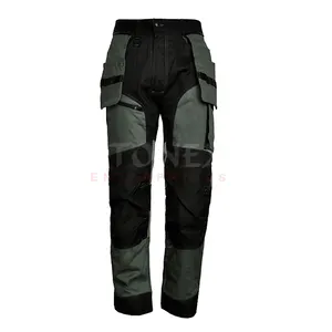 Custom Logo Men's Work Pants Poly Cotton Rib Stop Working Trousers With Knee Pockets For Knee Pads Input