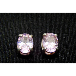 Orecchini a bottone rosa in argento Sterling 925 alla moda - Product Image 1