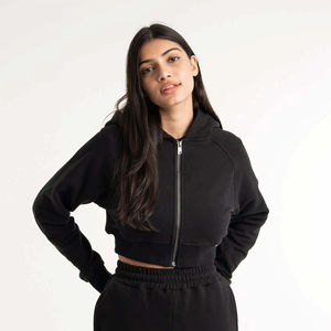 Quarter <b>Zip</b> <b>Up</b> Pullover <b>Hoodie</b> Gym Sportswear Women's Top <b>Cropped</b> <b>Hoodie</b> Custom Design - Product Image 2