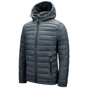 Veste matelassée pour homme de couleur rouge, coupe-vent, en polyester, fermeture éclair décontractée, couleur unie, manteau d'hiver, longueur normale, coupe ajustée - Product Image 4