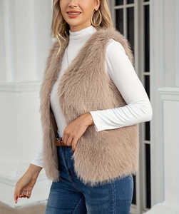 Ladies <b>Sleeveless</b> Faux Fur Vest <b>Coat</b> with Cozy Warm Plush Finish Designed <b>for</b> Chic Winter Fashion Looks and Everyday Wear - Product Image 2