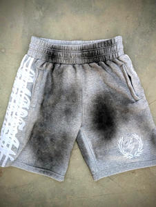 OEM ODM Custom Above Knee <b>Shorts</b> Sets with <b>Zip</b> up Embroidered Hoodie Vintage Acid Washing Printed Tracksuits Zipper Hoodies Sets - Product Image 3