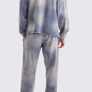 Sweat à capuche et pantalon de jogging délavés à l'acide coupe décontractée, mélange de coton doux, ensemble streetwear quotidien - Product Image 5