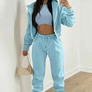 <b>Women</b> Thick Fleece 3 Piece Set <b>Sweatpants</b> & Vest & Hoodies Jackets Set Fall Winter Jogger Luxury Outfit Sweatsuit Tracksuits - Product Image 6