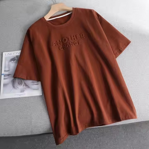 เสื้อยืดลายนูนทำจากผ้าฝ้ายสำหรับทุกเพศเสื้อยืดปักโลโก้แบบสะพายไหล่ทรงโอเวอร์ไซส์ระบายอากาศได้ดีปรับแต่งโลโก้ได้ตามต้องการ - Product Image 3