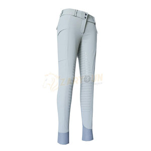 New Arrival Women's Equestrian Training <b>Tights</b> Stretchable Full Seat Breeches with Silicone <b>Knee</b> Patch for Horse Riding - Product Image 1