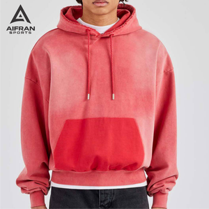 Sweat à capuche en coton Aifran Heavyweight 500gsm 600gsm, vintage, délavé à l'acide, fermeture éclair, épaules tombantes, délavé au soleil - Product Image 1