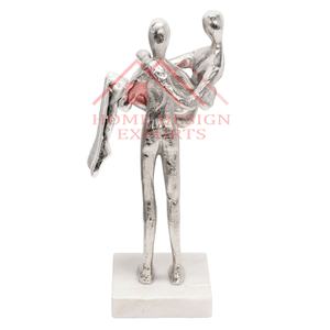 Escultura Decorativa de Aluminio de Diseño Clásico para Mesa de Noche, Escultura de Pareja Antigua Plateada para Mesa de Salón - Product Image 2