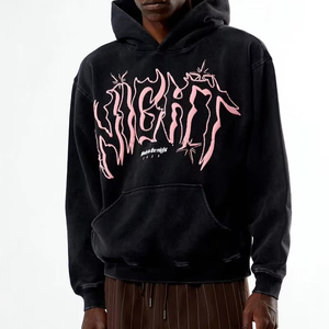 เสื้อฮู้ดผ้าฝุ่นแอซิดพร้อมโลโก้ออกแบบได้ตามต้องการ - Product Image 1