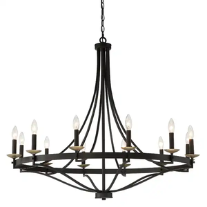 Lustre au design unique en métal de qualité standard Lustre de décoration de maison de couleur noire antique à un prix abordable - Product Image 6