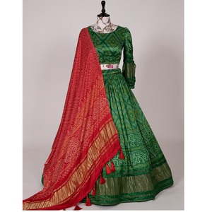 India tradicional Look Pure Gaji Silk Bandhej Digital Printed Ghaghra Choli Mujeres Moda en ropa étnica a los mejores precios - Product Image 1