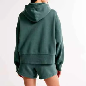 Conjunto de Dos Piezas para Mujer, Sudadera con Capucha y Pantalones Cortos hasta la Rodilla, Tejido Transpirable, Ecológico, de Secado Rápido, Ligero, Estilo Casual y Relajado para Verano - Product Image 2