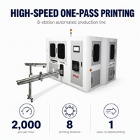 Impresora de Inyección de Tinta Cilíndrica de 8 Estaciones APM-DPR8-110, Máquina de Impresión Directa de Alta Velocidad en una Sola Pasada, 2000 Piezas/H para Botellas, Tazas y Latas