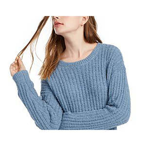 Maglione Corto Casual a Costine Blu da Ragazza Crave Fame, Taglia M, Traspirante, Lavorazione a Treccia, Fantasia Floreale, con Fiocco, Invernale/Autunnale, Frontale - Product Image 2