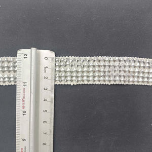 Ribete de Encaje Geométrico Metálico Plateado Claro de 1.5cm, Moderno y de Lujo, con Bordado Ecológico para Vestidos Sensuales - Product Image 4