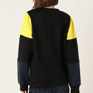 Sweat-shirts à col rond pour femmes, noir, avec panneau, surdimensionné, uni, luxe, en molleton de coton lourd, personnalisable, devant, hiver, OEM - Product Image 4