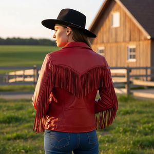 Veste en cuir Western Fringe de haute qualité avec fermeture à glissière logo personnalisé grossiste fabrication professionnelle - Product Image 3