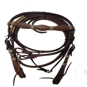 Têtière en cuir DD style western, rênes durables, décoration en cuir brut tricotée à la main, taille personnalisée, modèle LWHS-1007 High Horse - Product Image 2