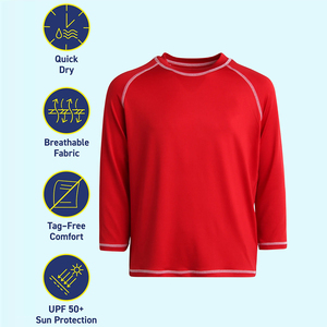 เสื้อรัดกล้ามเนื้อสำหรับกีฬาต่อสู้ ระบายอากาศได้ดี เป็นมิตรกับสิ่งแวดล้อม ป้องกันแบคทีเรีย สีแดง ไซส์ใหญ่ แขนครึ่งตัว ผลิตจากโพลีเอสเตอร์ผสมสแปนเด็กซ์ - Product Image 4