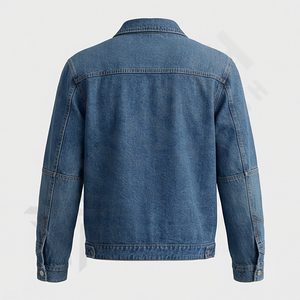 Ensemble de vêtements décontractés pour hommes, jean en denim à col montant réversible, logo sur le devant, coupe ajustée, veste d'hiver streetwear - Product Image 2
