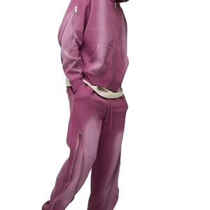 Ensemble de survêtement pour hommes avec sweat à capuche imprimé et effet délavé, 100% coton respirant en molleton, collection Hiver 2026 - Product Image 3