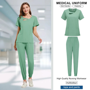 Conjunto médico de ajuste cómodo para mujer, pantalones deportivos de marca personalizada de algodón, uniformes hospitalarios - Product Image 3