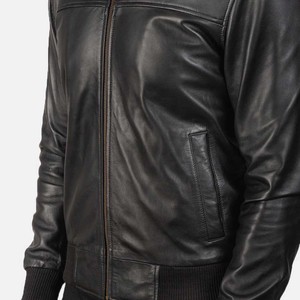 Chaqueta de cuero de alta calidad para hombre 2025 prendas de vestir exteriores de cuero genuino de primera calidad OEM estilo motorista ropa de calle chaqueta al por mayor a granel para hombre - Product Image 6