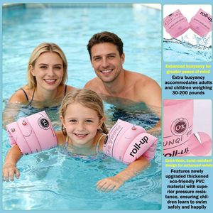 Brassards de natation gonflables pour enfants les mieux notés, manches flottantes en PVC pour la piscine, pour débutants, entraînement de sécurité, rose - Product Image 6