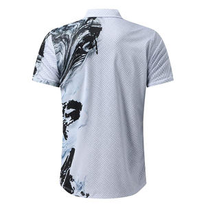 Polo col à manches courtes hommes été décontracté tissé deux pièces coton sport chemise et short ensemble séchage rapide - Product Image 3