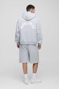 Survêtement Surdimensionné Ensembles Shorts et Sweat à Capuche Design Tendance 100% Coton Logo Personnalisé Ensemble Jumeau Surdimensionné Pour Hommes - Product Image 2