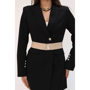 Ceinture élastique pour femme avec boucle de verrouillage, ceinture pour veste, ceinture pour chemise, ceinture pour robe - Beige - Product Image 1