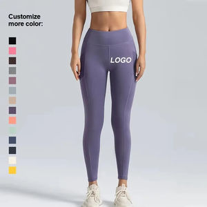 Leggings taille haute en pur coton pour femmes Leggings tricotés de couleur pure skinny élastique personnalisé - Product Image 2