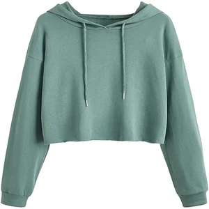 Top corto con capucha para mujer de moda popular estilo Streetwear/ropa informal de manga larga talla grande para mujer Crop - Product Image 1