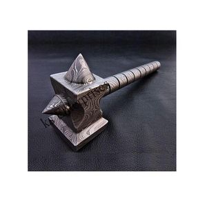Marteau forgé à la main en acier damas marteau de guerre viking arme nordique médiévale marteau damas forgeron personnalisé de haute qualité - Product Image 1