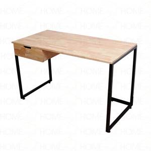 120x60cm Rubber Wood <b>Computer</b> <b>Desk</b> with Drawers BD68029-Iron Legs - Product Image 2