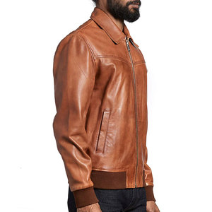 OEM personalizado al aire libre Vintage suave monocromo impermeable hombres chaqueta de cuero - Product Image 3
