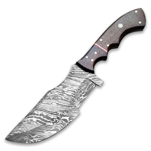 Couteau de traqueur en acier damas personnalisé fait à la main de haute qualité avec étui en cuir couteaux de camping en plein air - Product Image 1