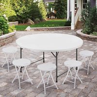Table pliante en plastique HDPE de 6 pieds, design moderne, portable, pour extérieur, mobilier pliable, marque MOON, option logo personnalisé, vente en gros
