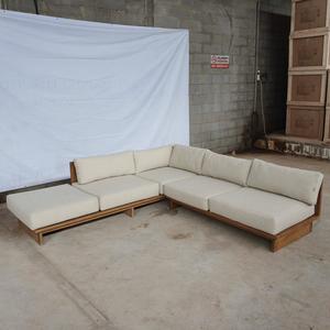 Ensemble de canapés de jardin modernes en teck pour l'extérieur, avec coussins imperméables, meubles de salon pour villa et cour. - Product Image 3