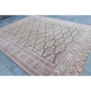 9.9x12.4 ft Rug, Turkish Vintage Oversize Rug, <b>Brown</b> <b>Wool</b> Rug - Product Image 2